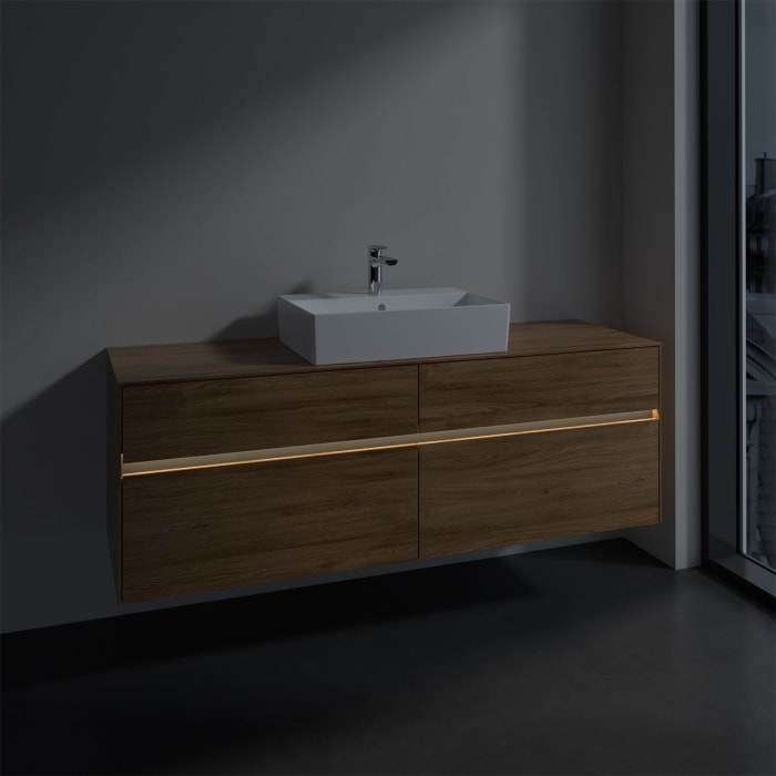 Villeroy & Boch Collaro Waschtischunterschrank 160 x 50 cm, mit 4 Auszügen und LED-Beleuchtung