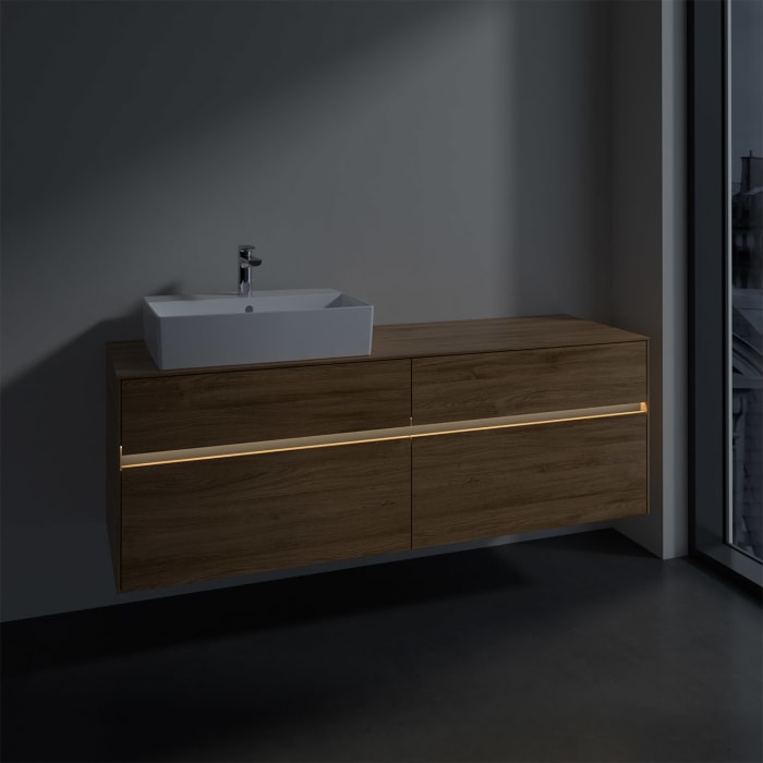 Villeroy & Boch Collaro Waschtischunterschrank 160 x 50 cm, mit 4 Auszügen und LED-Beleuchtung
