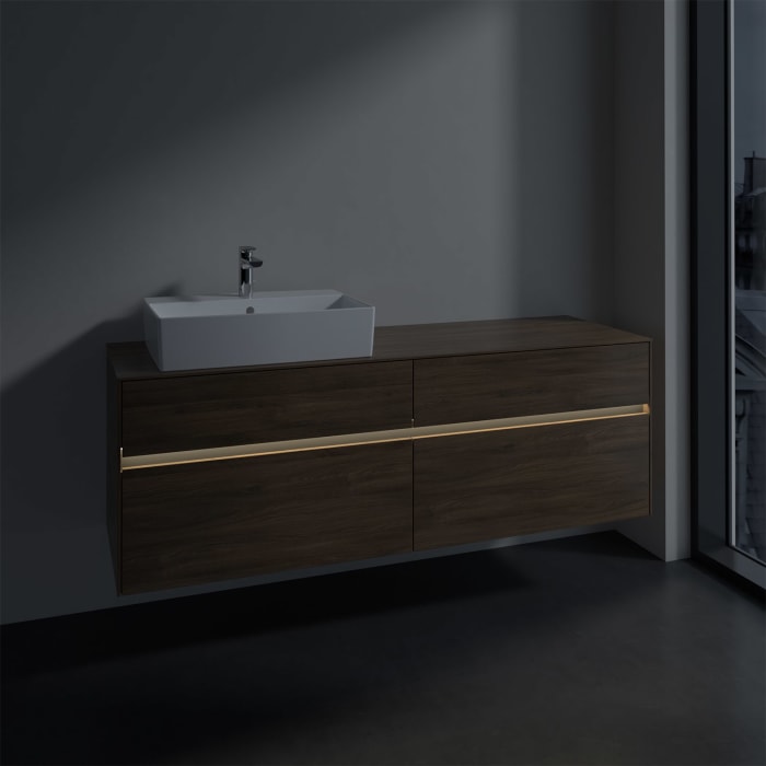 Villeroy & Boch Collaro Waschtischunterschrank 160 x 50 cm, mit 4 Auszügen und LED-Beleuchtung
