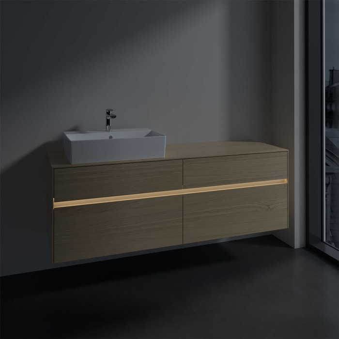 Villeroy & Boch Collaro Waschtischunterschrank 160 x 50 cm, mit 4 Auszügen und LED-Beleuchtung