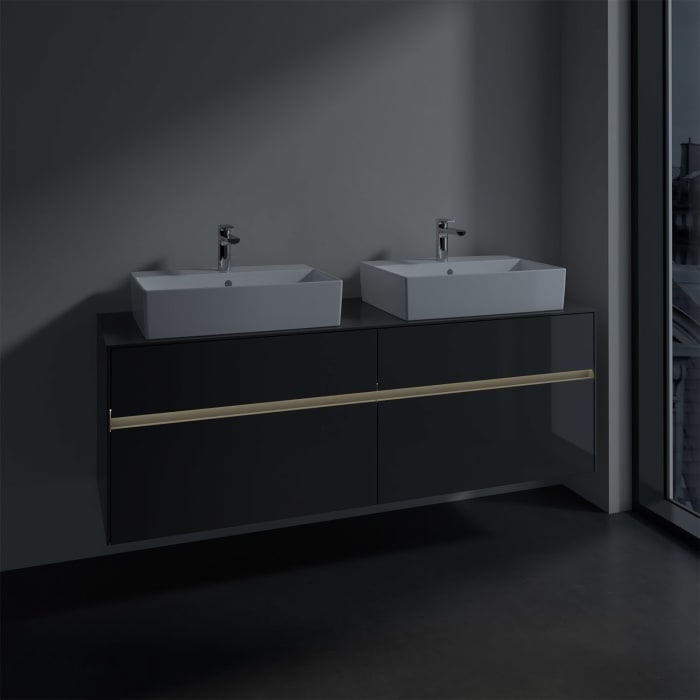 Villeroy & Boch Collaro Waschtischunterschrank 160 x 50 cm, mit 4 Auszügen und LED-Beleuchtung für 2 Waschtische