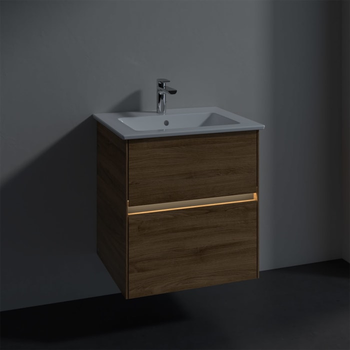 Villeroy & Boch Collaro Waschtischunterschrank 56 x 48 cm, mit 2 Auszügen und LED-Beleuchtung für Venticello Waschtisch