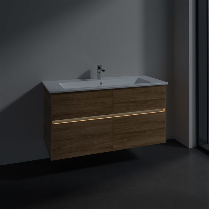 Villeroy & Boch Collaro Waschtischunterschrank 116 x 48 cm, mit 4 Auszügen und LED-Beleuchtung für Venticello Waschtisch