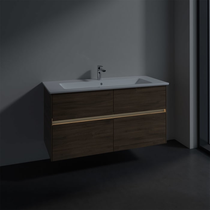 Villeroy & Boch Collaro Waschtischunterschrank 116 x 48 cm, mit 4 Auszügen und LED-Beleuchtung für Venticello Waschtisch