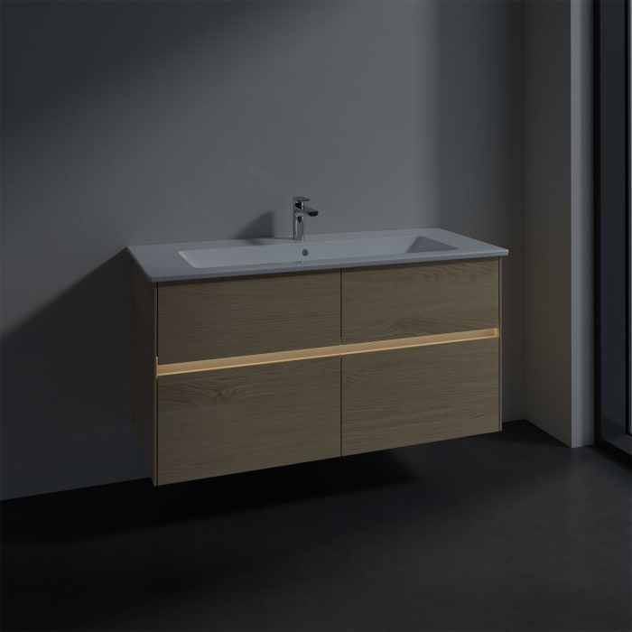 Villeroy & Boch Collaro Waschtischunterschrank 116 x 48 cm, mit 4 Auszügen und LED-Beleuchtung für Venticello Waschtisch