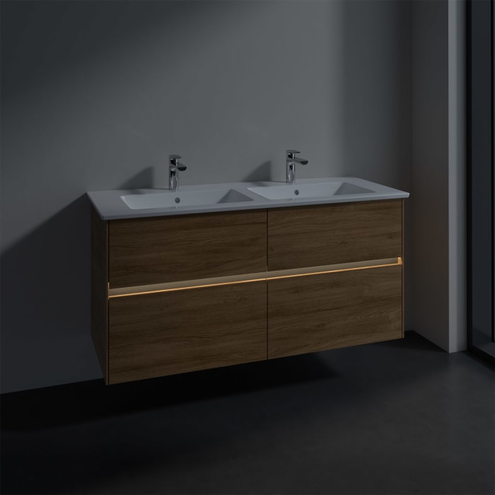 Villeroy & Boch Collaro Waschtischunterschrank 126 x 48 cm, mit 4 Auszügen und LED-Beleuchtung für Venticello Waschtisch