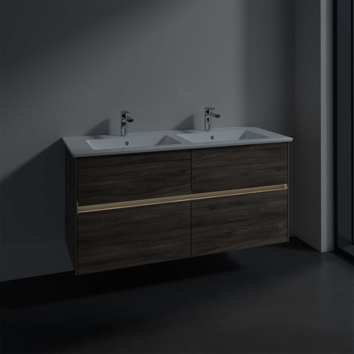 Villeroy & Boch Collaro Waschtischunterschrank 126 x 48 cm, mit 4 Auszügen und LED-Beleuchtung für Venticello Waschtisch