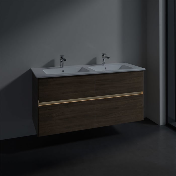 Villeroy & Boch Collaro Waschtischunterschrank 126 x 48 cm, mit 4 Auszügen und LED-Beleuchtung für Venticello Waschtisch