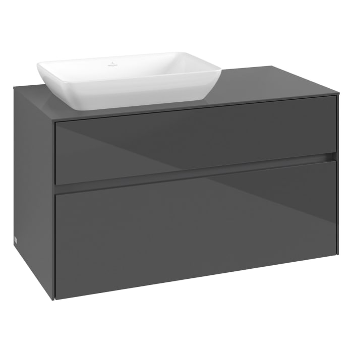 Villeroy & Boch Collaro Waschtischunterschrank 100 x 50 cm, mit 2 Auszügen und LED-Beleuchtung für Venticello Waschtisch