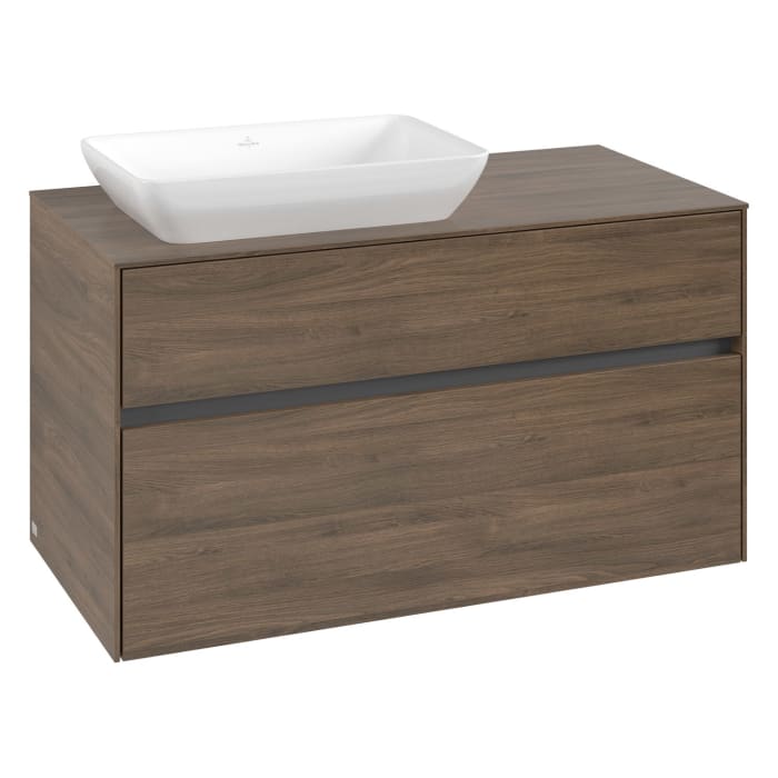 Villeroy & Boch Collaro Waschtischunterschrank 100 x 50 cm, mit 2 Auszügen und LED-Beleuchtung für Venticello Waschtisch