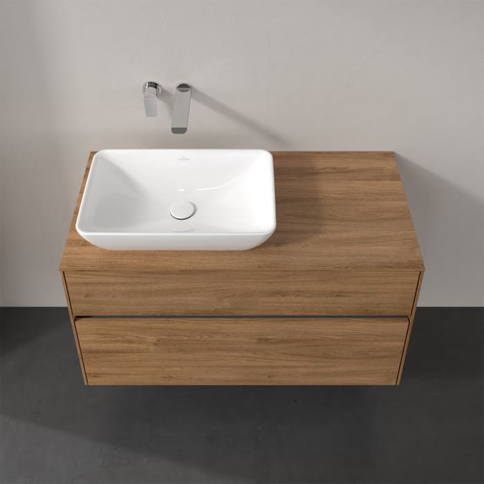 Villeroy & Boch Collaro Waschtischunterschrank 100 x 50 cm, mit 2 Auszügen und LED-Beleuchtung für Venticello Waschtisch