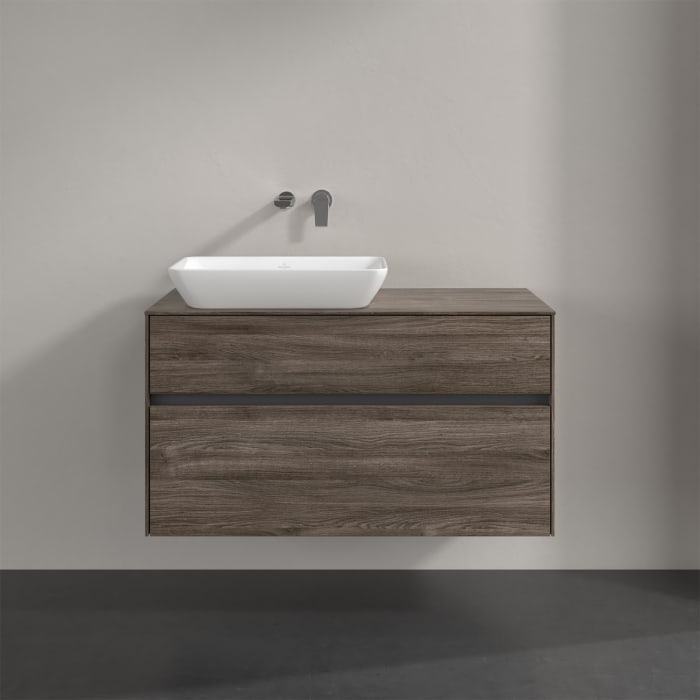 Villeroy & Boch Collaro Waschtischunterschrank 100 x 50 cm, mit 2 Auszügen und LED-Beleuchtung für Venticello Waschtisch