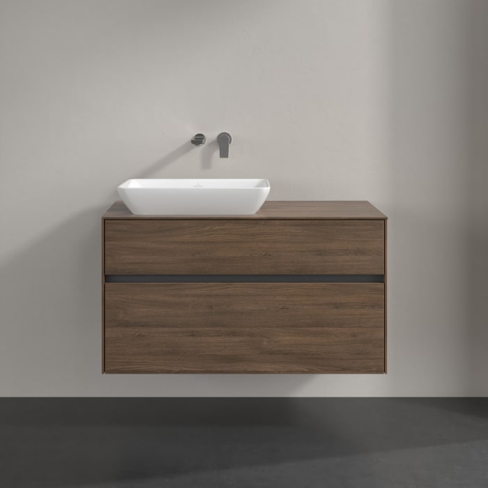 Villeroy & Boch Collaro Waschtischunterschrank 100 x 50 cm, mit 2 Auszügen und LED-Beleuchtung für Venticello Waschtisch