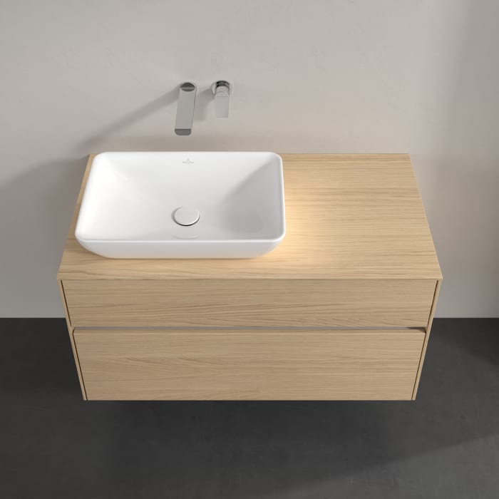 Villeroy & Boch Collaro Waschtischunterschrank 100 x 50 cm, mit 2 Auszügen und LED-Beleuchtung für Venticello Waschtisch