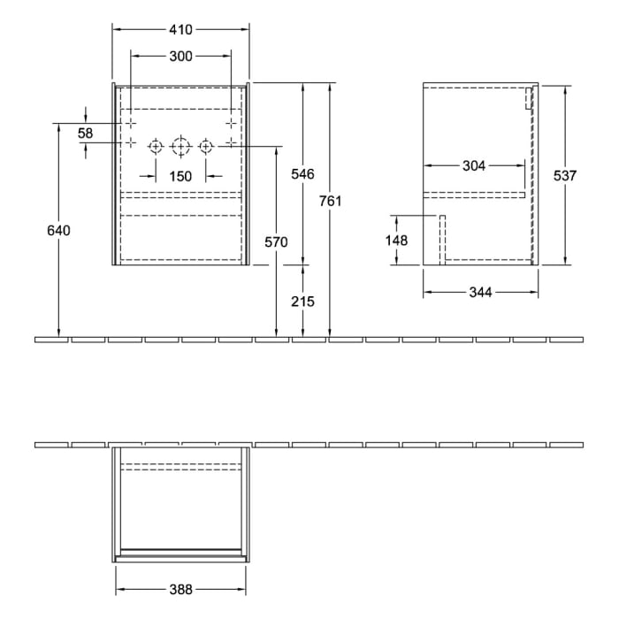 Villeroy & Boch Collaro Waschtischunterschrank 41 x 54,6 cm , mit 1 Tür, Anschlag rechts