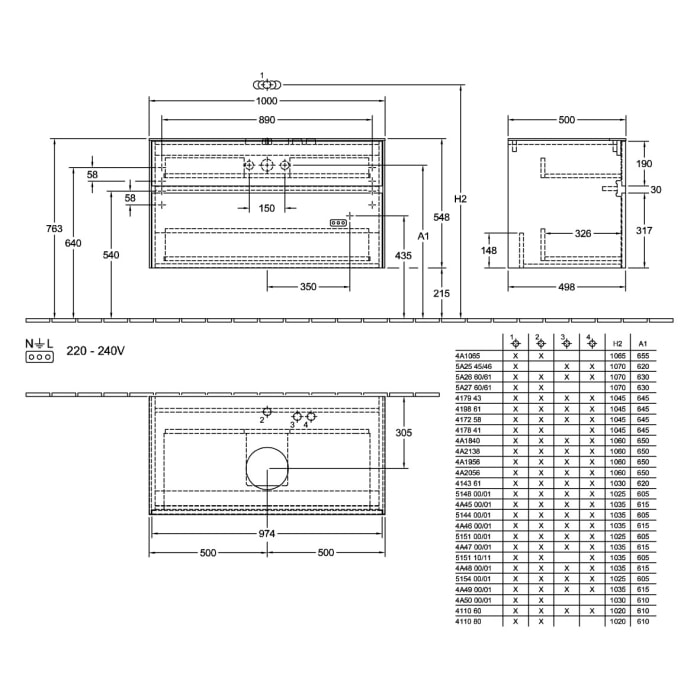 Villeroy & Boch Collaro Waschtischunterschrank 100 x 54,8 cm , mit LED-Beleuchtung, mit 2 Auszügen