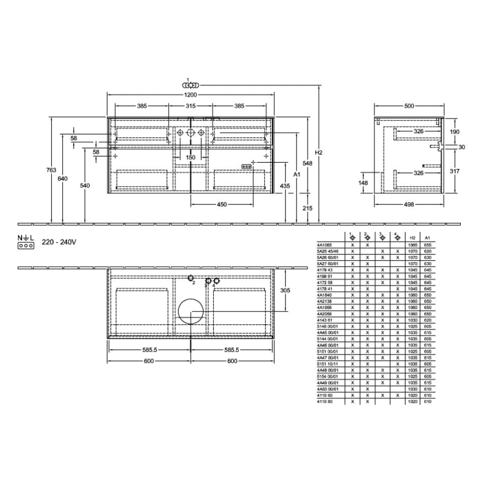Villeroy & Boch Collaro Waschtischunterschrank 120 x 54,8 cm , mit 4 Auszügen