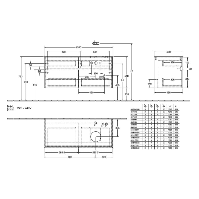Villeroy & Boch Collaro Waschtischunterschrank 120 x 54,8 cm , mit 4 Auszügen
