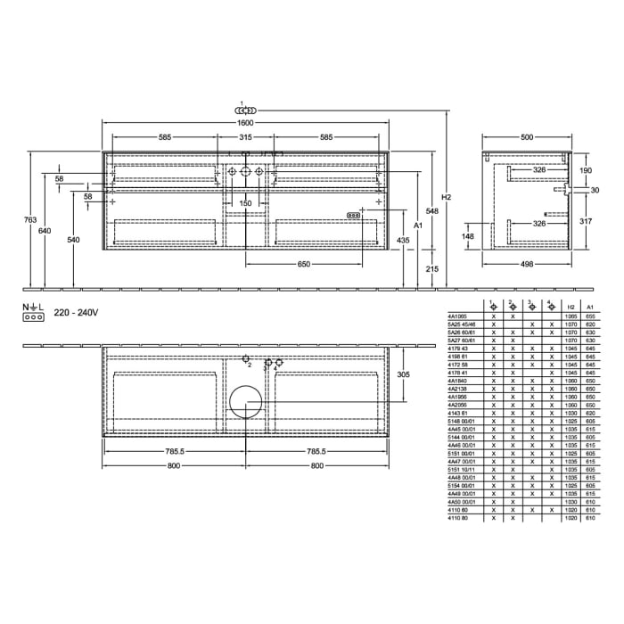 Villeroy & Boch Collaro Waschtischunterschrank 160 x 54,8 cm mit 4 Auszügen, für WT mittig
