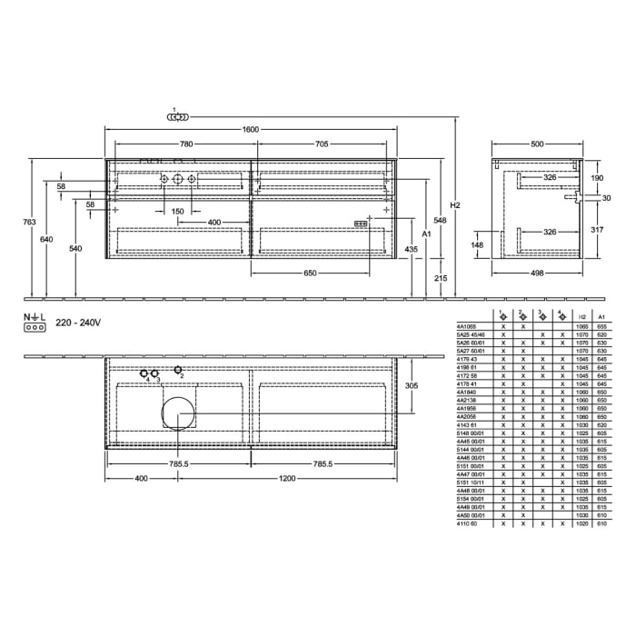 Villeroy & Boch Collaro Waschtischunterschrank 160 x 54,8 cm , mit 4 Auszügen