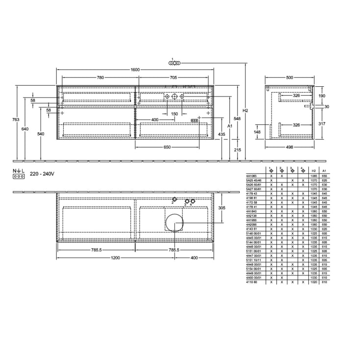 Villeroy & Boch Collaro Waschtischunterschrank 160 x 54,8 cm , mit 4 Auszügen