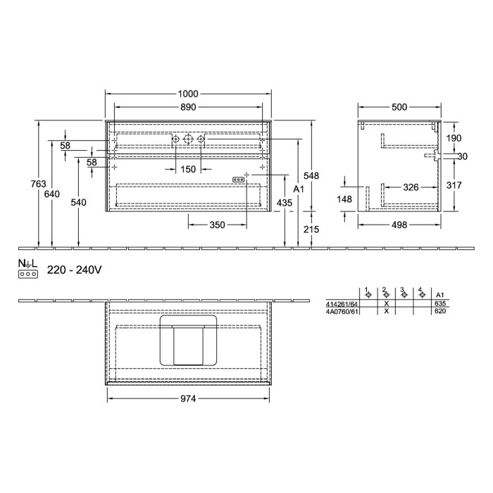 Villeroy & Boch Collaro Waschtischunterschrank 100 x 54,8 cm , mit 2 Auszügen