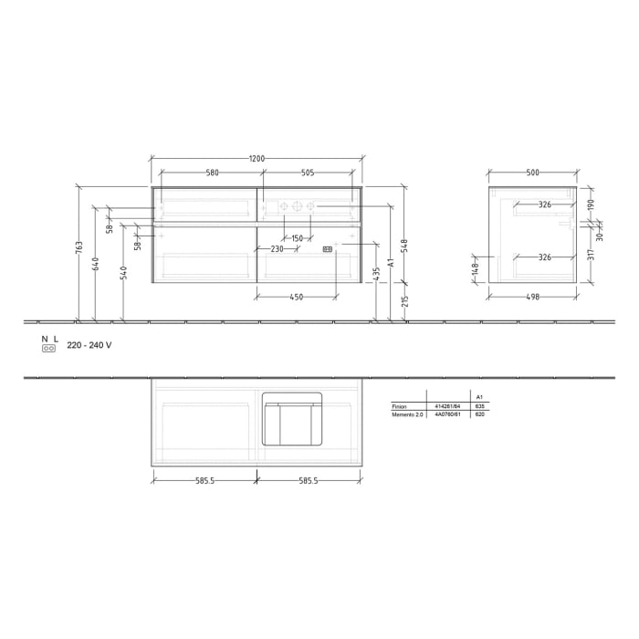 Villeroy & Boch Collaro Waschtischunterschrank 120 x 54,8 cm , mit 4 Auszügen