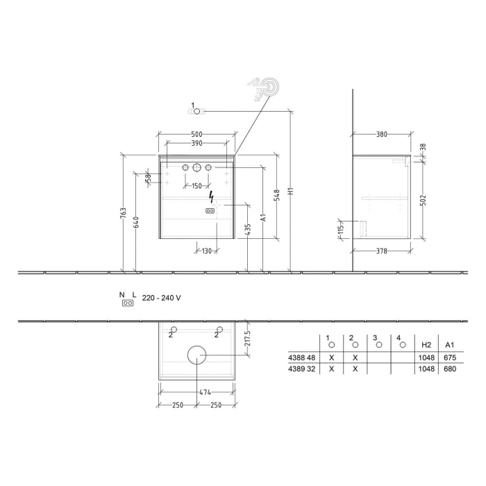 Villeroy & Boch Collaro Waschtischunterschrank 50 x 54,8 cm , mit LED-Beleuchtung, mit 1 Tür, Anschlag rechts
