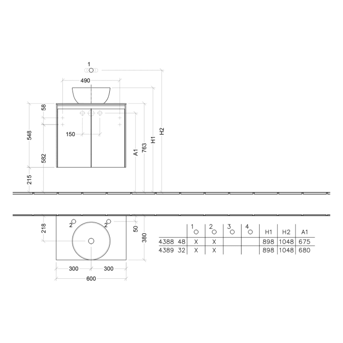 Villeroy & Boch Collaro Waschtischunterschrank 60 x 54,8 cm , mit 2 Türen