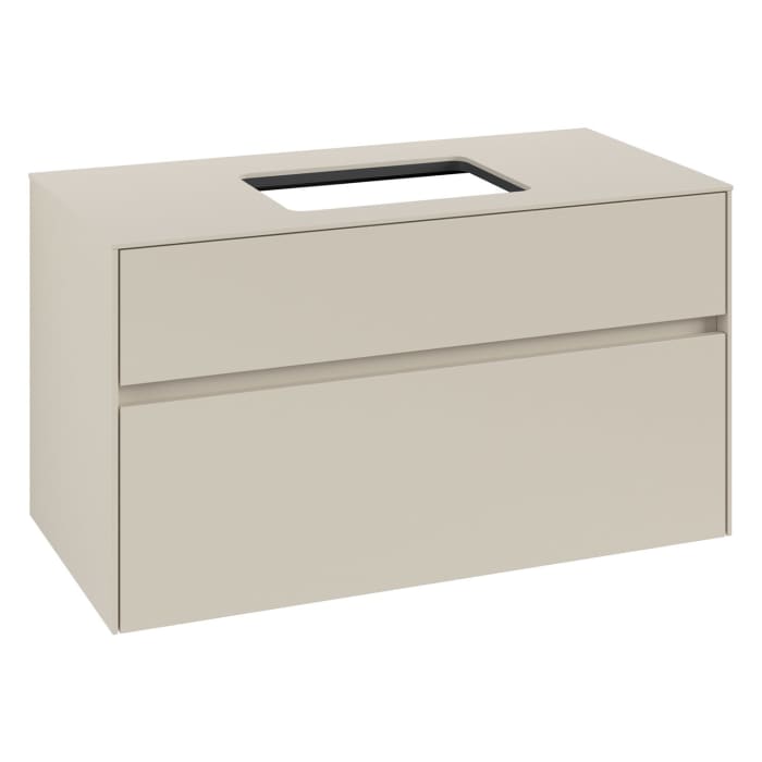 Villeroy & Boch Collaro Waschtischunterschrank 100 x 50 cm, mit 2 Auszügen und LED-Beleuchtung für Venticello Waschtisch