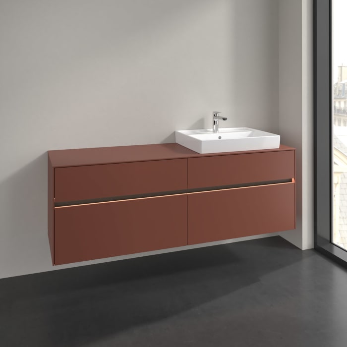 Villeroy & Boch Collaro Waschtischunterschrank 160 x 54,8 cm , mit LED-Beleuchtung, mit 4 Auszügen