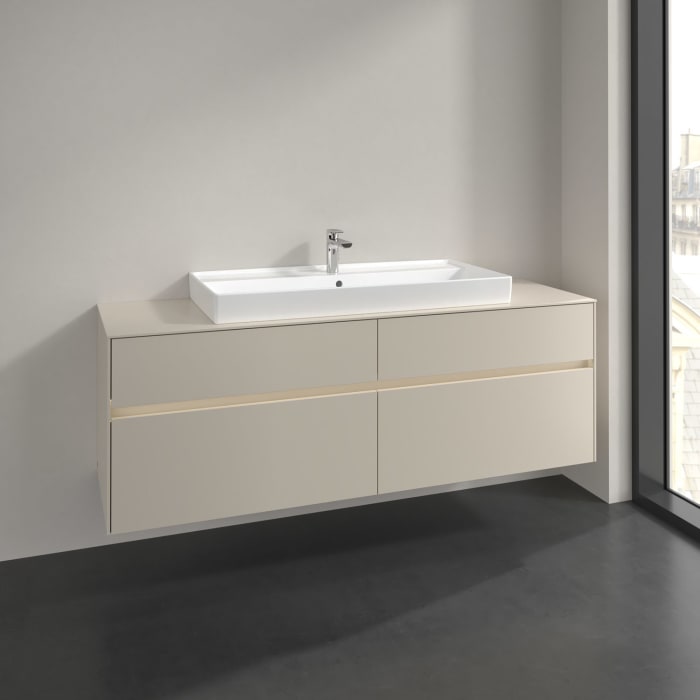 Villeroy & Boch Collaro Waschtischunterschrank 160 x 54,8 cm mit 4 Auszügen und LED Licht, für WT mittig