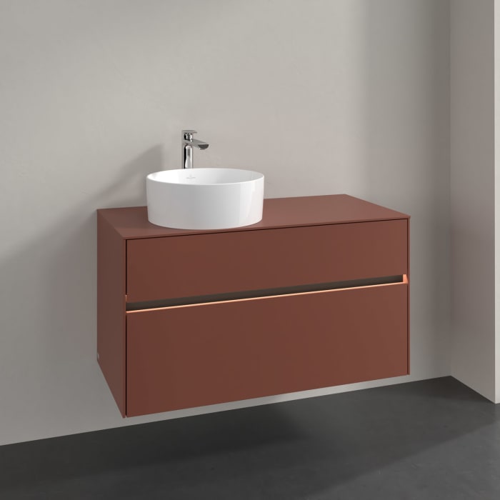 Villeroy & Boch Collaro Waschtischunterschrank 100 x 54,8 cm , mit LED-Beleuchtung, mit 2 Auszügen