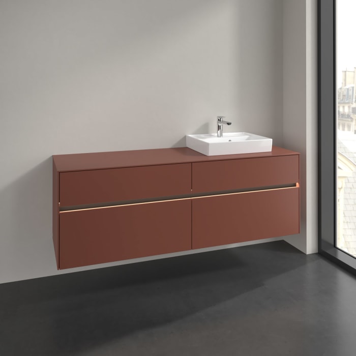 Villeroy & Boch Collaro Waschtischunterschrank 160 x 54,8 cm , mit LED-Beleuchtung, mit 4 Auszügen