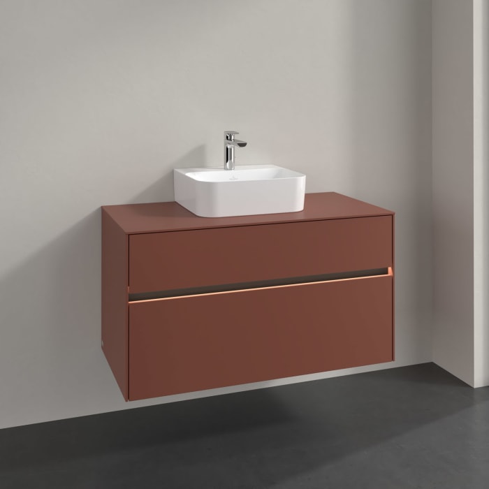 Villeroy & Boch Collaro Waschtischunterschrank 100 x 54,8 cm , mit LED-Beleuchtung, mit 2 Auszügen