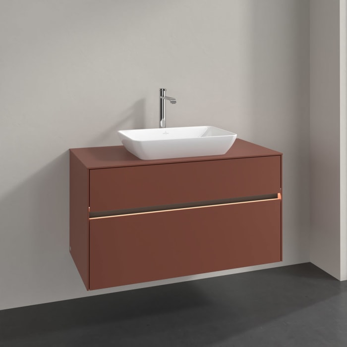 Villeroy & Boch Collaro Waschtischunterschrank 100 x 54,8 cm , mit LED-Beleuchtung, mit 2 Auszügen