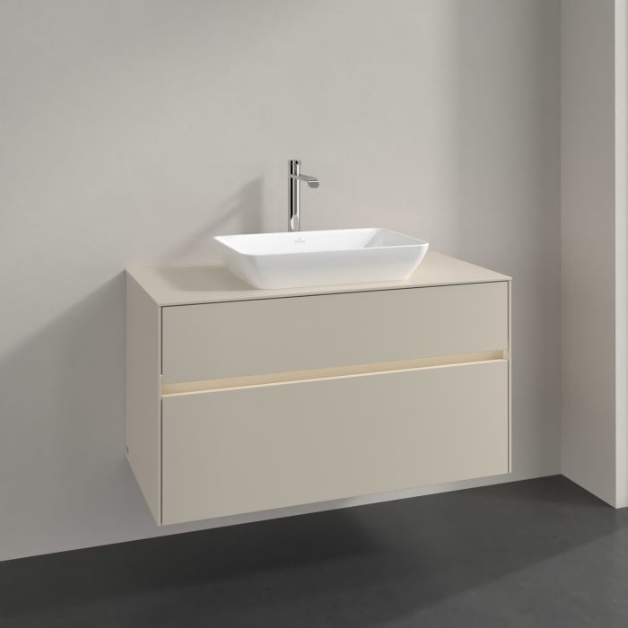 Villeroy & Boch Collaro Waschtischunterschrank 100 x 50 cm, mit 2 Auszügen und LED-Beleuchtung für Venticello Waschtisch