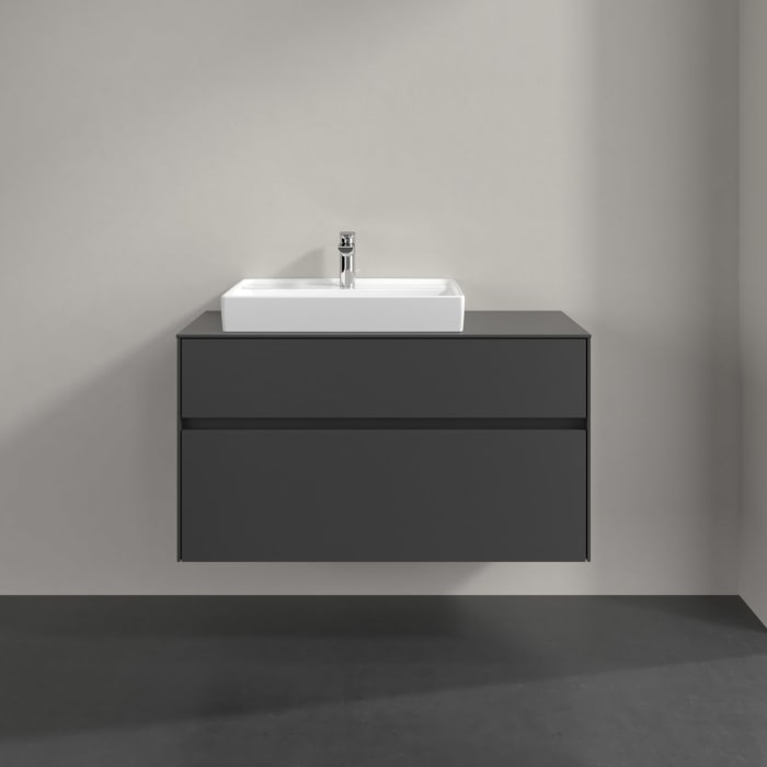 Villeroy & Boch Collaro Waschtischunterschrank 100 x 54,8 cm , mit LED-Beleuchtung, mit 2 Auszügen