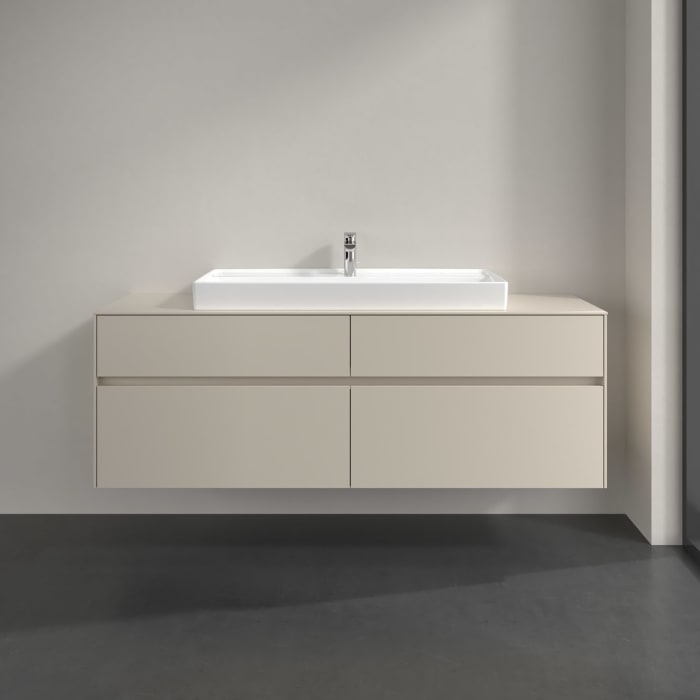 Villeroy & Boch Collaro Waschtischunterschrank 160 x 54,8 cm mit 4 Auszügen und LED Licht, für WT mittig