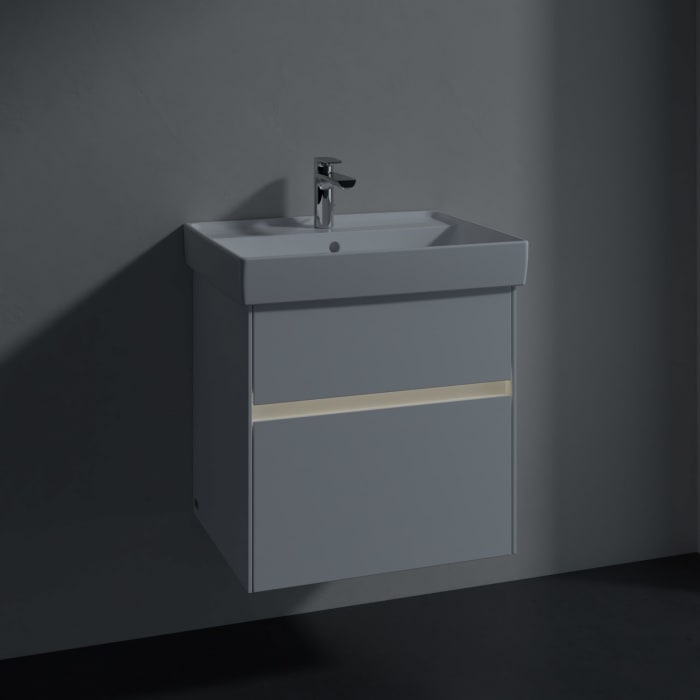 Villeroy & Boch Collaro Waschtischunterschrank 55,4 x 54,6 cm mit 2 Auszügen und LED Licht