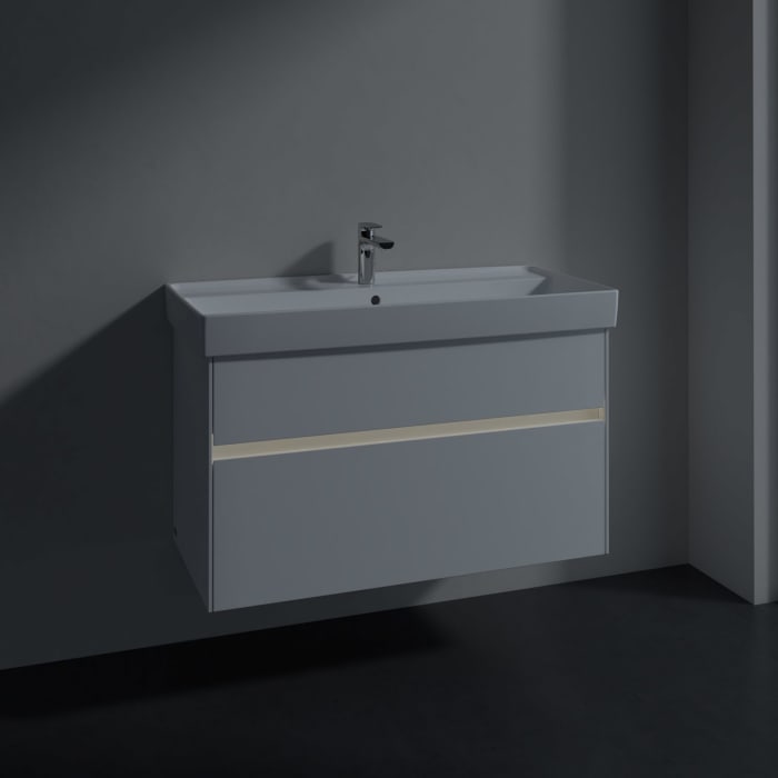 Villeroy & Boch Collaro Waschtischunterschrank 95,4 x 54,6 cm mit 2 Auszügen und LED Licht