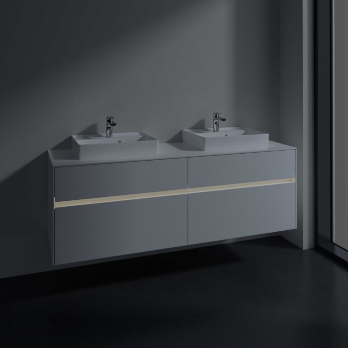Villeroy & Boch Collaro Waschtischunterschrank 160 x 54,8 cm mit 4 Auszügen und LED Licht, für WT beidseitig