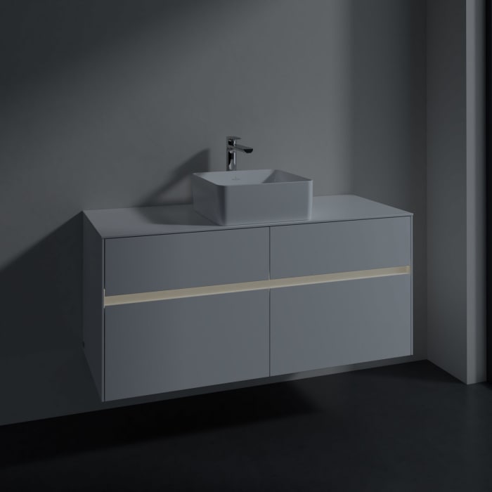 Villeroy & Boch Collaro Waschtischunterschrank 120 x 54,8 cm mit 4 Auszügen und LED Licht, für WT mittig