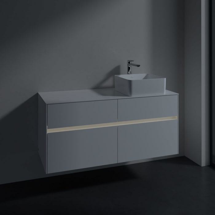 Villeroy & Boch Collaro Waschtischunterschrank 120 x 54,8 cm mit 4 Auszügen und LED Licht, für WT rechts