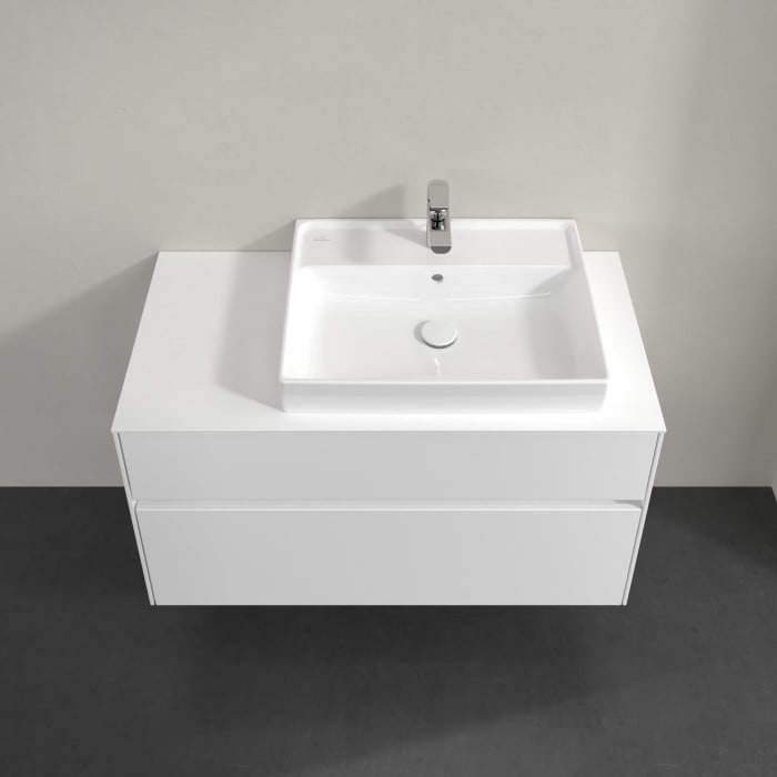 Villeroy & Boch Collaro Waschtischunterschrank 100 x 54,8 cm mit 2 Auszügen und LED Licht, für WT rechts