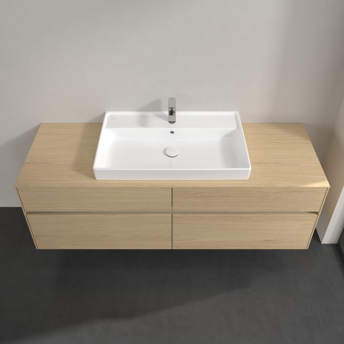 Villeroy & Boch Collaro Waschtischunterschrank 160 x 54,8 cm mit 4 Auszügen und LED Licht, für WT mittig