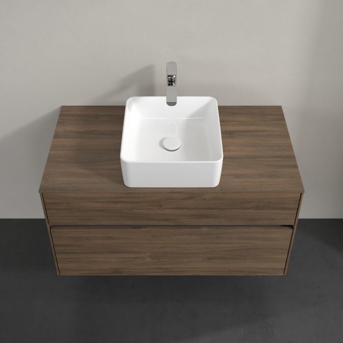 Villeroy & Boch Collaro Waschtischunterschrank 100 x 54,8 cm mit 2 Auszügen und LED Licht, für WT mittig