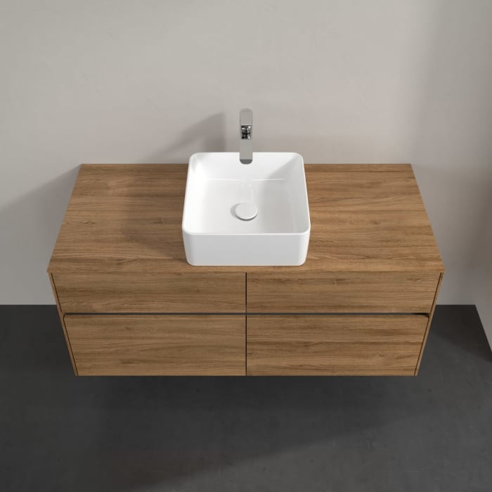 Villeroy & Boch Collaro Waschtischunterschrank 120 x 54,8 cm mit 4 Auszügen und LED Licht, für WT mittig