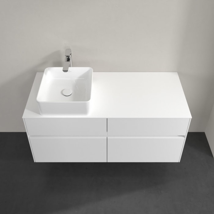 Villeroy & Boch Collaro Waschtischunterschrank 120 x 54,8 cm mit 4 Auszügen und LED Licht, für WT links
