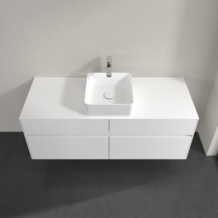Villeroy & Boch Collaro Waschtischunterschrank 140 x 54,8 cm mit 4 Auszügen und LED Licht, für WT mittig